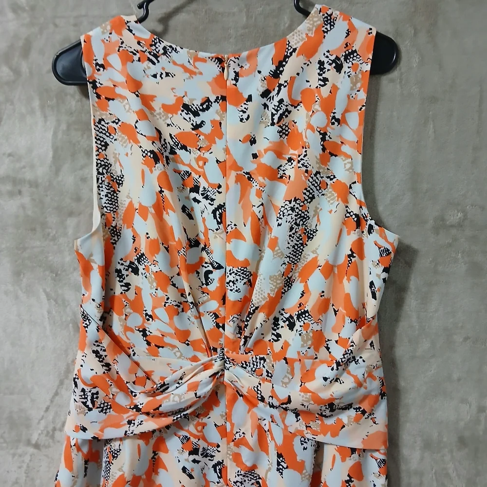 DKNYC Orange and Black Patterned Midi Dress Size 14 - Picture 7 of 16